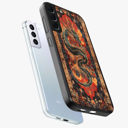 Inferno Dragon Soul Glass Case displayed in angled mockup highlighting powerful dragon illustration with inferno aesthetic.