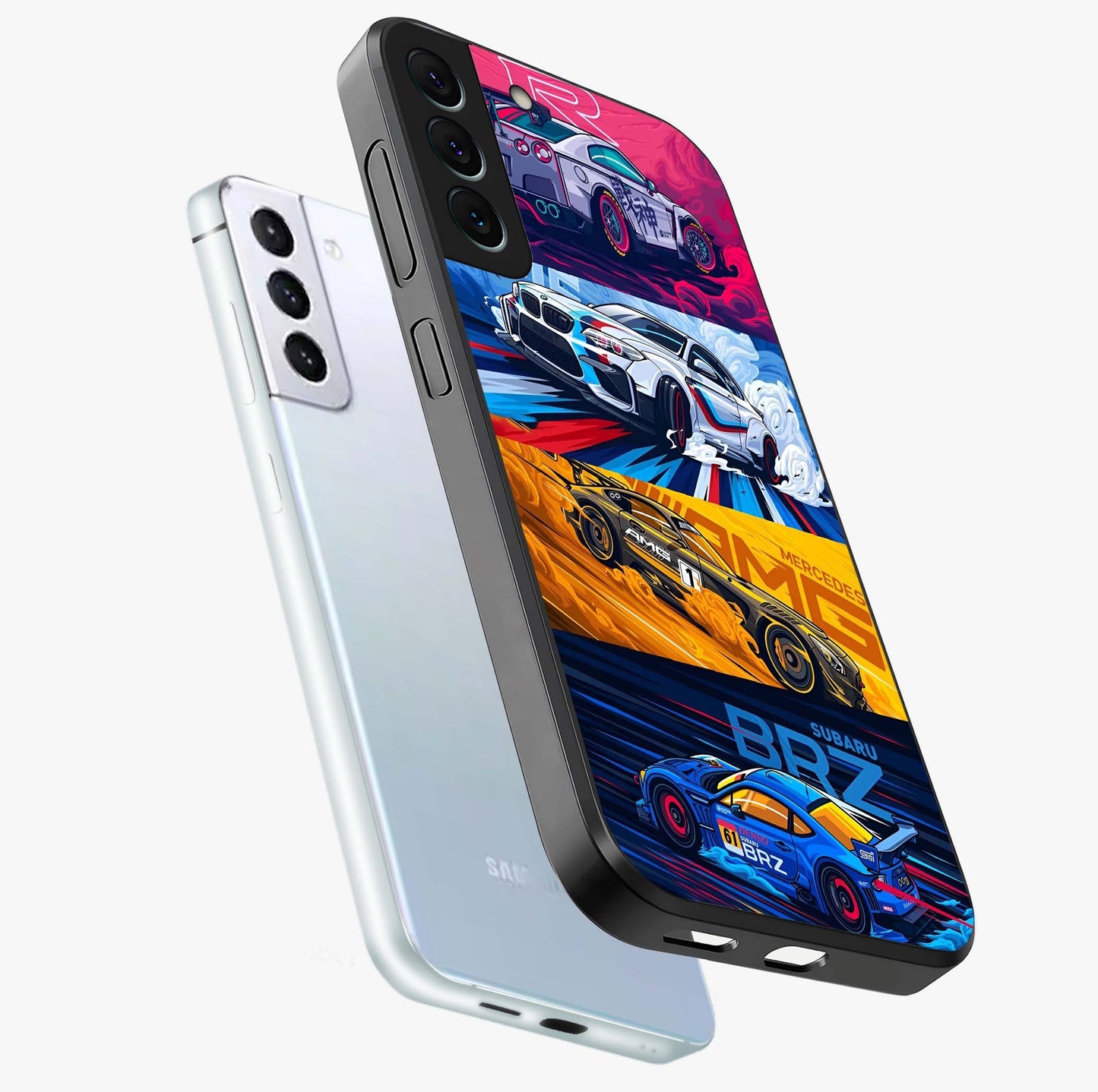 JDM Sports Car Glass Case displayed in angled mockup highlighting sleek Japanese racing car design with automotive aesthetic.