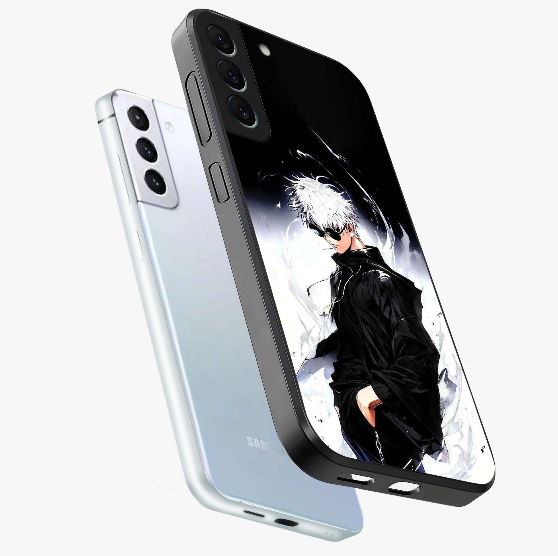 Limitless Shadow King Glass Case displayed in angled mockup highlighting dramatic dark hero design with intense aesthetic.