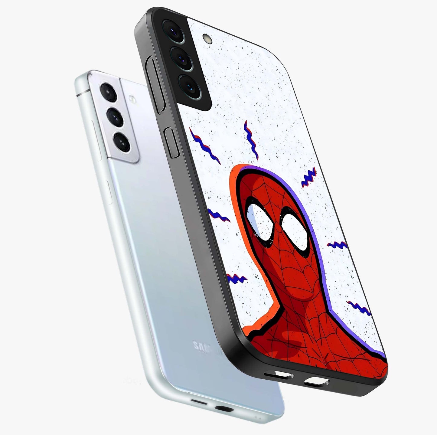 Omg Spiderman Glass Case displayed in angled mockup highlighting dynamic hero illustration with action comic aesthetic.