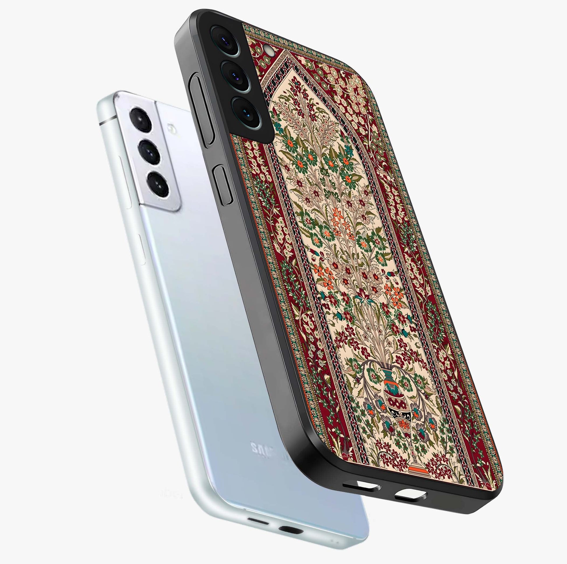 Persian Inspired Glass Case displayed in angled mockup highlighting intricate traditional design with elegant cultural aesthetic.