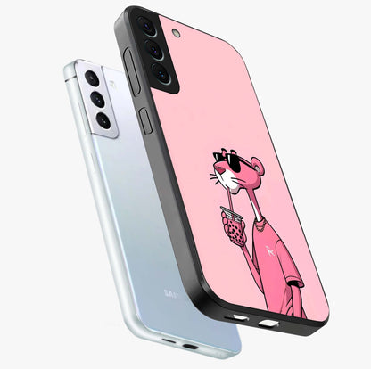 Pink Panther Glass Case displayed in angled mockup highlighting playful cartoon character design with vibrant pink aesthetic.