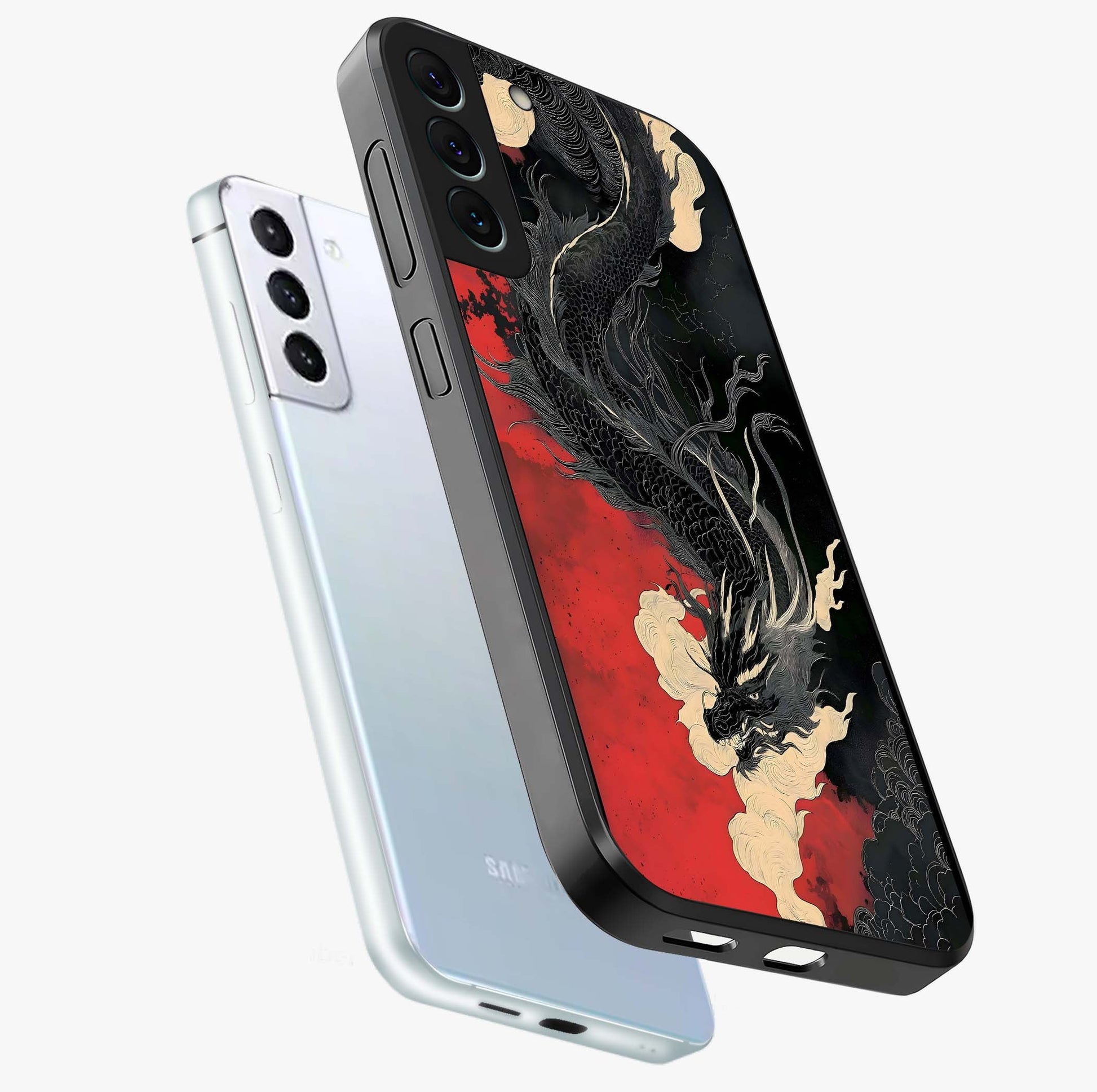Shadow Dragon Fury Glass Case displayed in angled mockup highlighting powerful dragon illustration with dark fantasy aesthetic.
