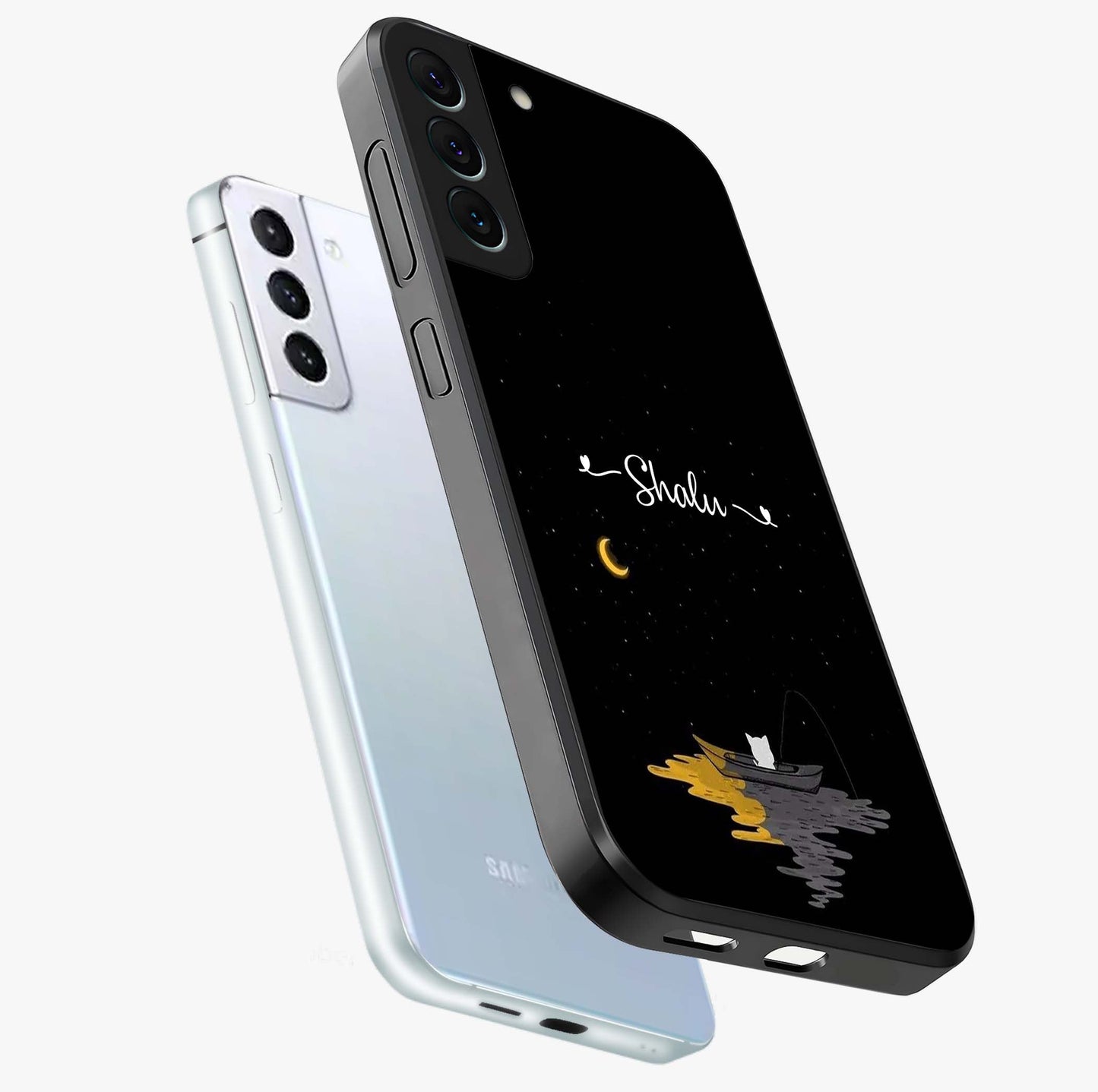 Silent Night Row Glass Case displayed in angled mockup highlighting peaceful evening design with dreamy night aesthetic.