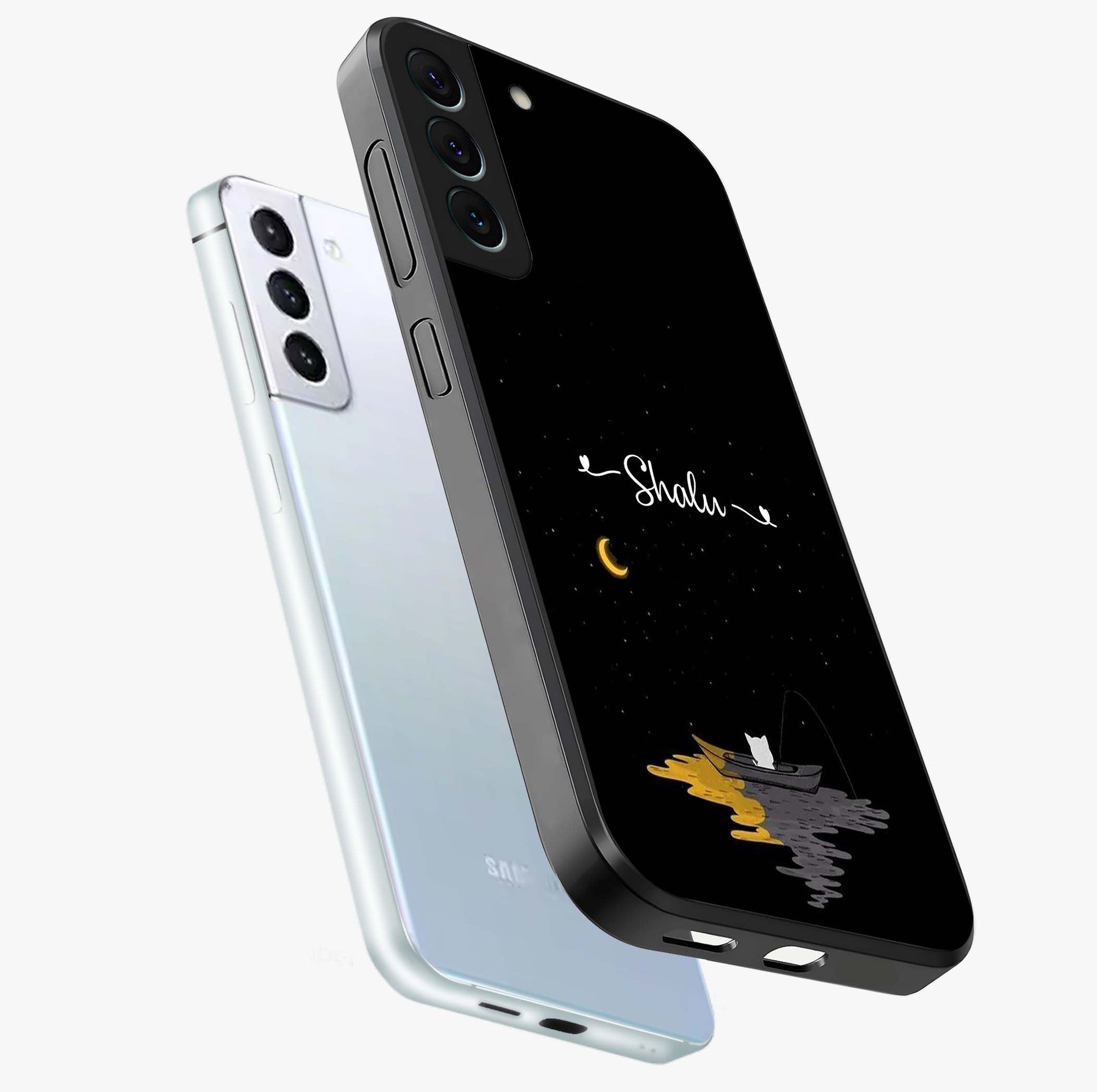 Silent Night Row Glass Case displayed in angled mockup highlighting peaceful evening design with dreamy night aesthetic.