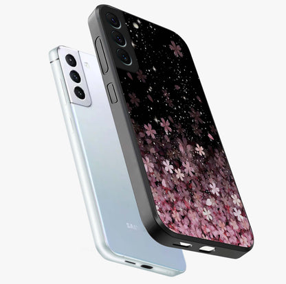 Small Starry Flowers Glass Case displayed in angled mockup highlighting tiny flower pattern with celestial aesthetic style.