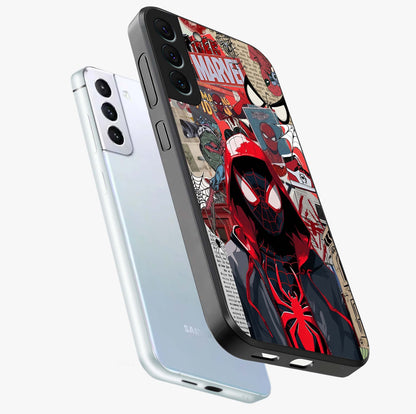 Spider Collage Street Glass Case displayed in angled mockup highlighting dynamic street style collage design with comic aesthetic.