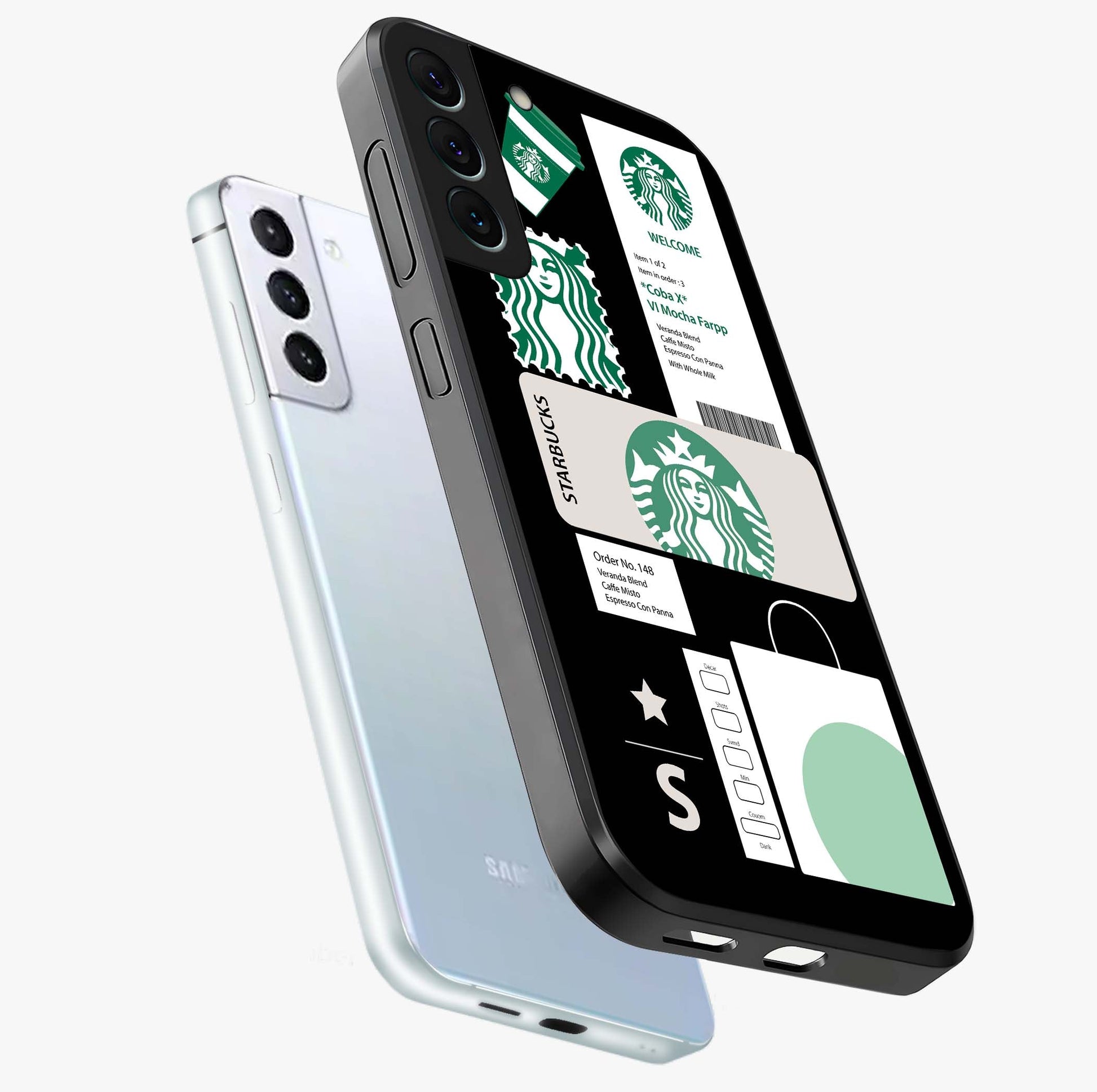 Starbucks Mocha Glass Case displayed in angled mockup highlighting stylish mocha themed design with cozy café aesthetic.