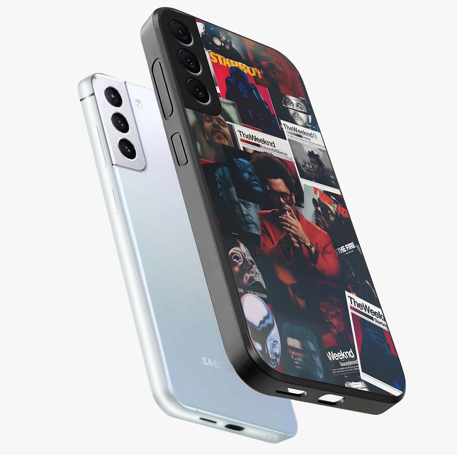 The Weeknd Glass Case displayed in angled mockup highlighting stylish pop culture inspired design with modern aesthetic.
