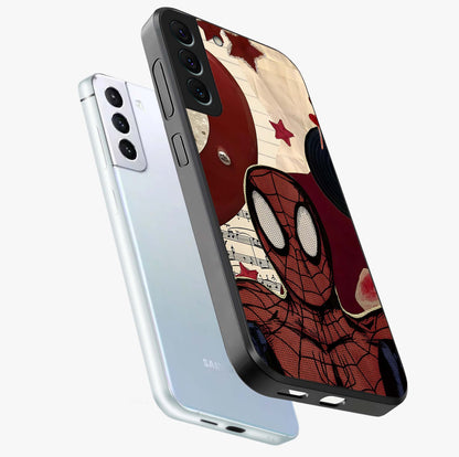 Web Warrior Vibes Glass Case displayed in angled mockup highlighting dynamic web design with comic style aesthetic.