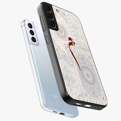 White Aesthetic Bow Glass Case displayed in angled mockup highlighting clean bow design with soft aesthetic style.