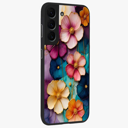 Artlyn Grace Flower Pattern Glass Case upright view showcasing graceful floral artwork with aesthetic botanical style.