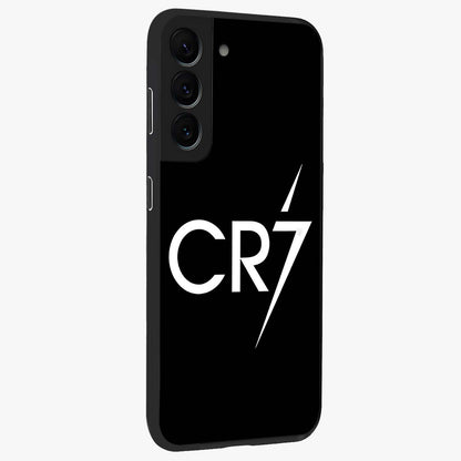 Cr7 Elite Strike Glass Case upright view showcasing energetic football inspired design with modern sports aesthetic.