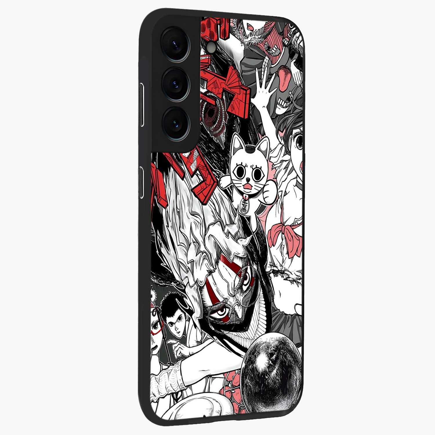 Crimson Chaos Panel Glass Case upright view showcasing intense crimson artwork with dramatic aesthetic style.