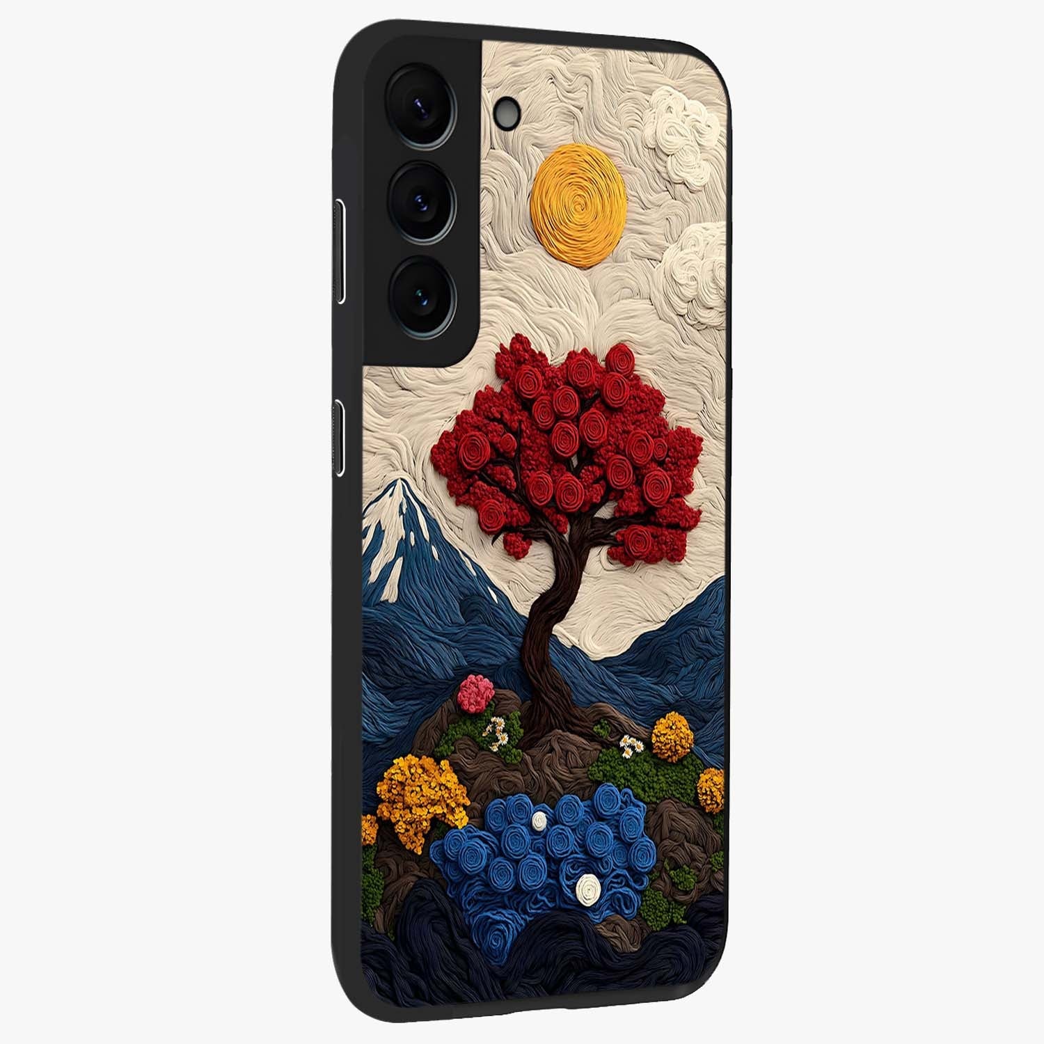Eternal Nature Tapestry Glass Case upright view showcasing elegant nature tapestry design with decorative style.