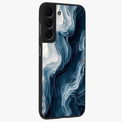 Ethereal Paper Marble Glass Case upright view showcasing smooth marble artwork with refined minimalist theme.