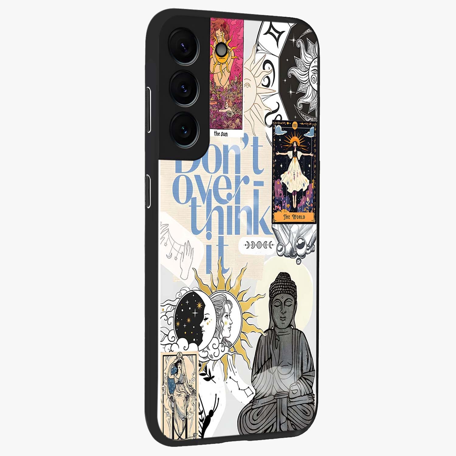 Ethereal Thoughts Glass Case upright view showcasing delicate artistic composition with peaceful dreamy theme.