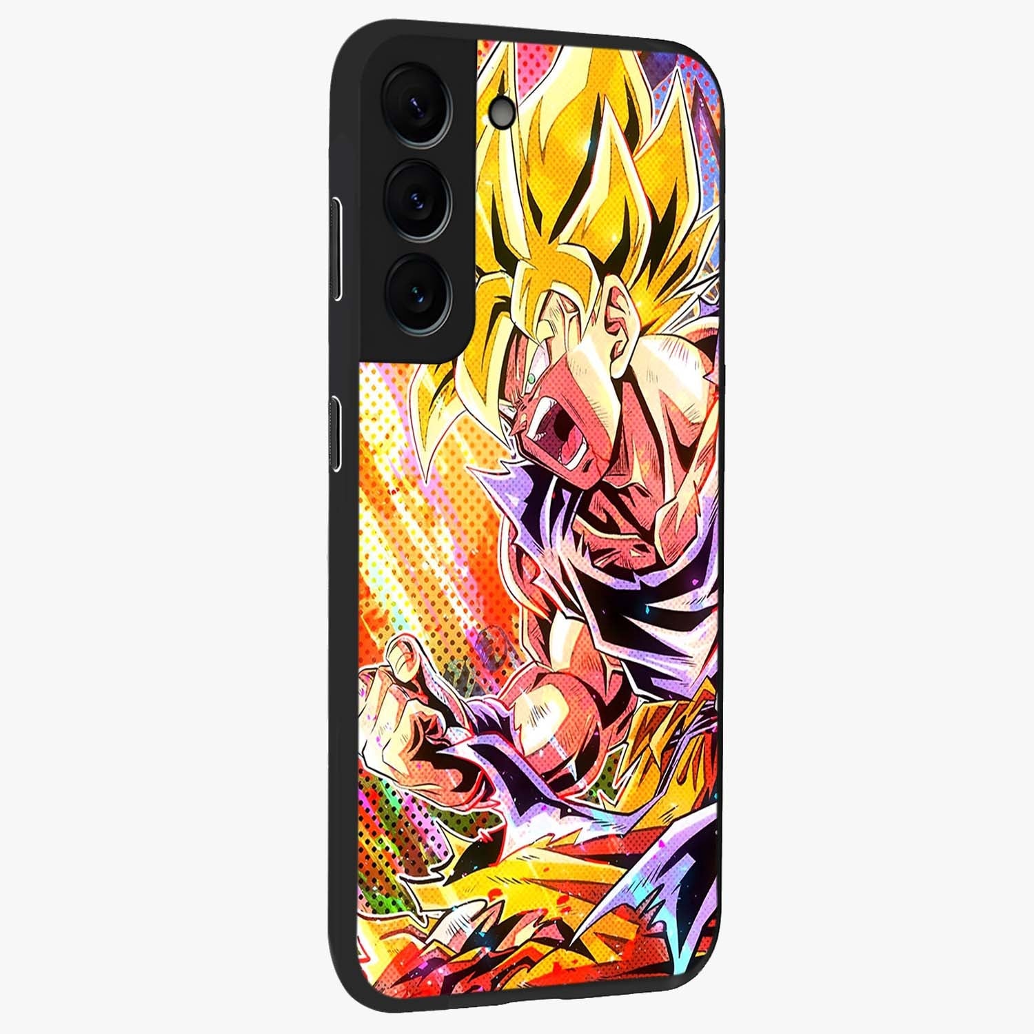 Firing Goku Glass Case upright view showcasing energetic anime artwork with bold warrior theme.