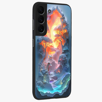 Glow Forest Portal Glass Case upright view showcasing enchanted forest portal artwork with fantasy nature theme.