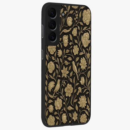 Golden Evil Eye Mandala Glass Case upright view showcasing decorative evil eye mandala artwork with spiritual aesthetic style.