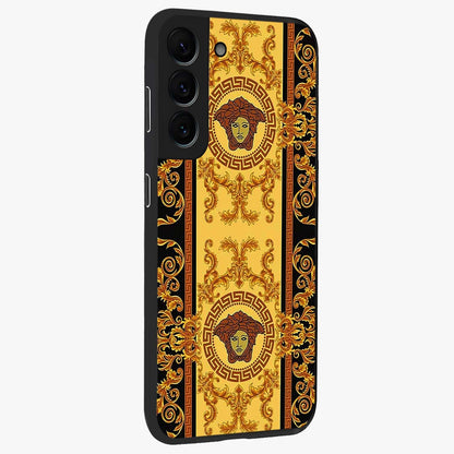 Golden Lotus Glow Glass Case upright view showcasing luminous lotus artwork with peaceful divine theme.