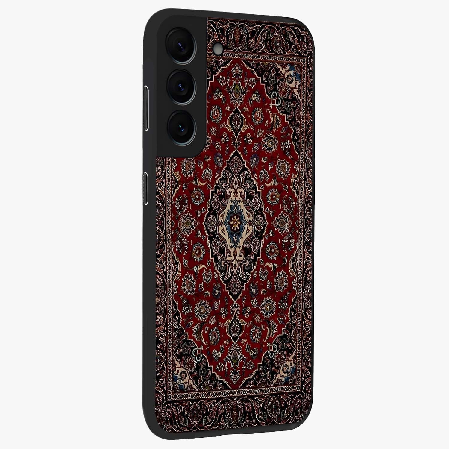 Heritage Carpet Royale Glass Case upright view showcasing detailed ornamental artwork with luxurious traditional theme.