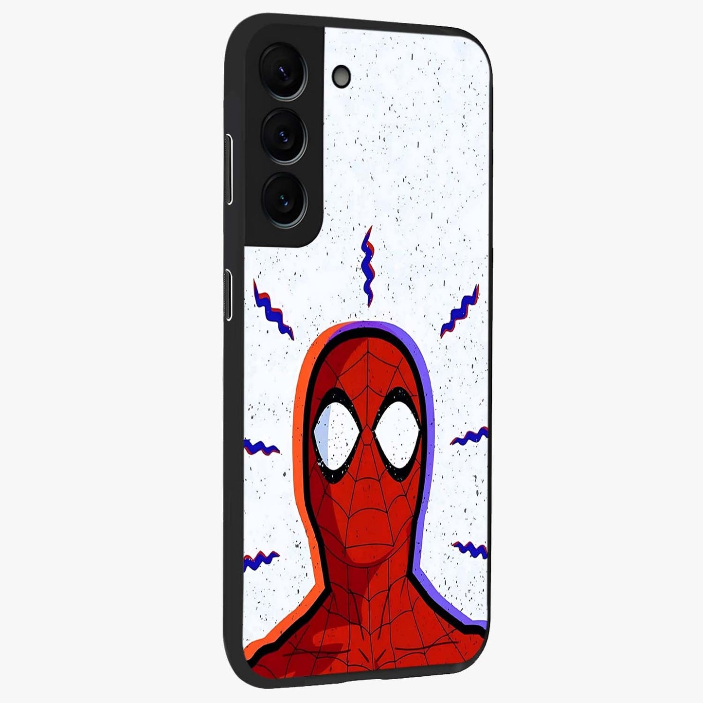 Omg Spiderman Glass Case upright view showcasing energetic superhero artwork with vibrant comic theme.