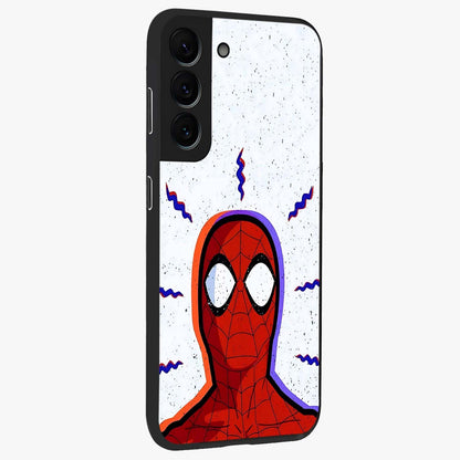 Omg Spiderman Glass Case upright view showcasing energetic superhero artwork with vibrant comic theme.