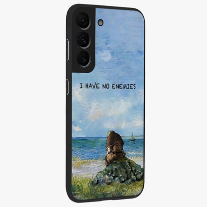 Peace Beyond War Glass Case upright view showcasing powerful peace symbol artwork with inspirational theme.