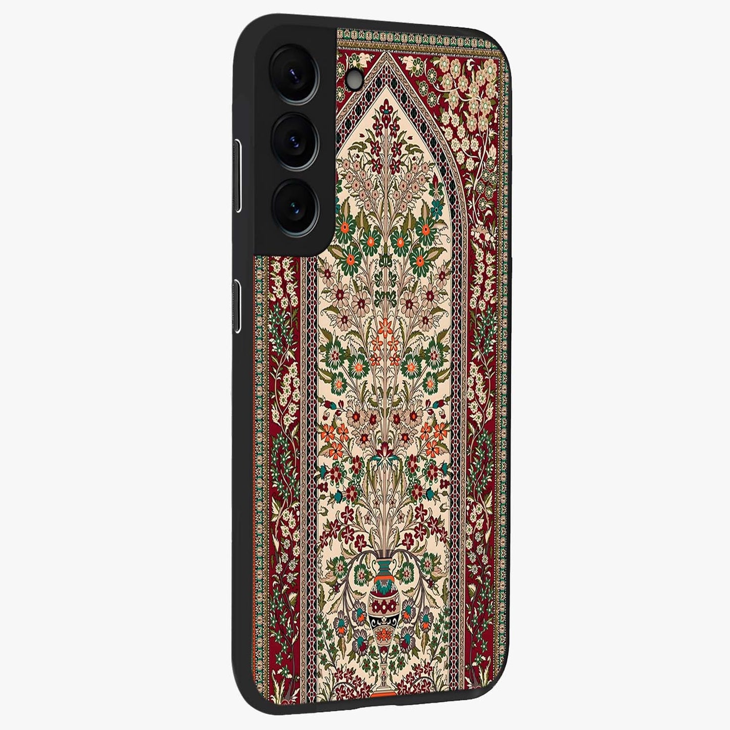 Persian Inspired Glass Case upright view showcasing decorative Persian artwork with rich heritage theme.