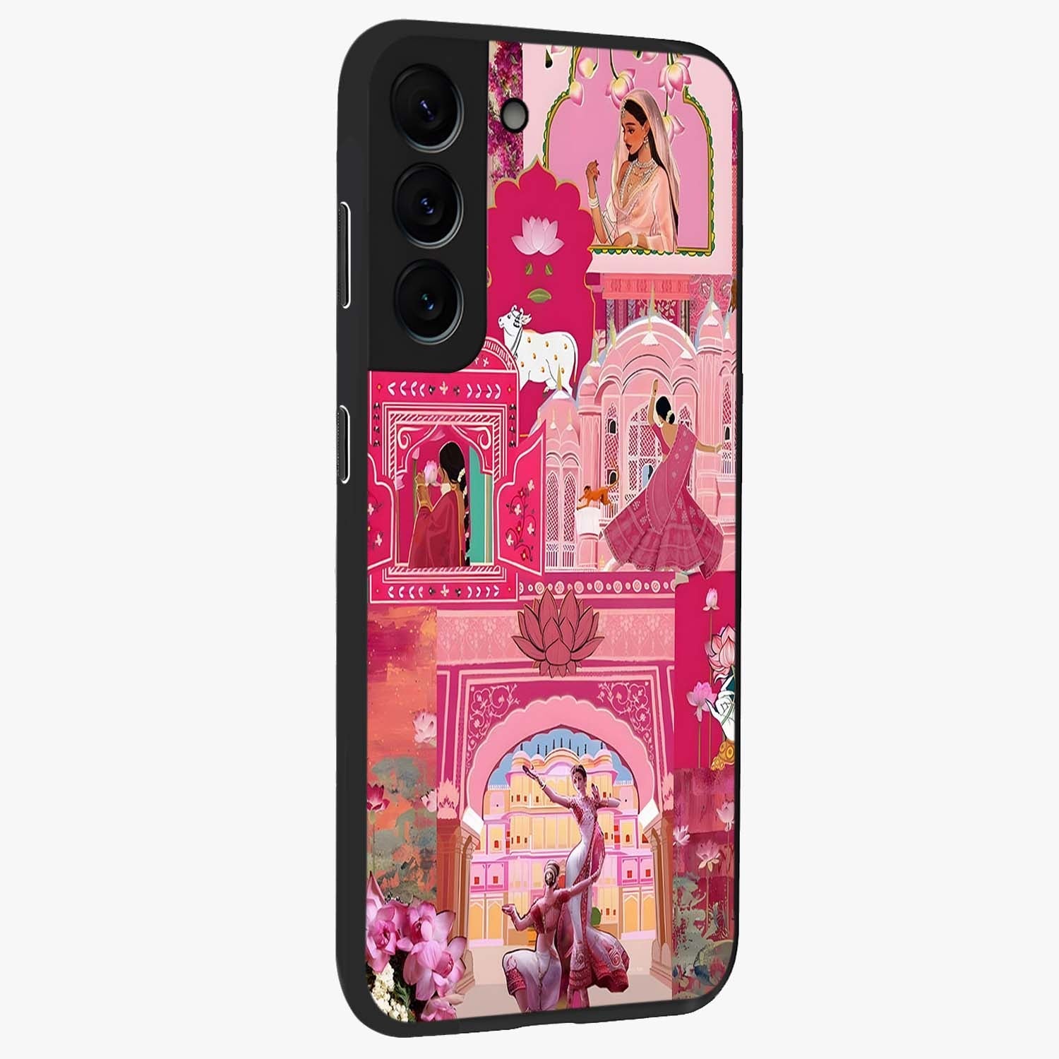 Pink Palace Muse Glass Case upright view showcasing artistic palace artwork with graceful royal theme.