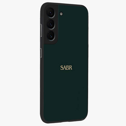 Sabr Minimal Patience Glass Case upright view showcasing calm minimalist artwork with motivational patience theme.