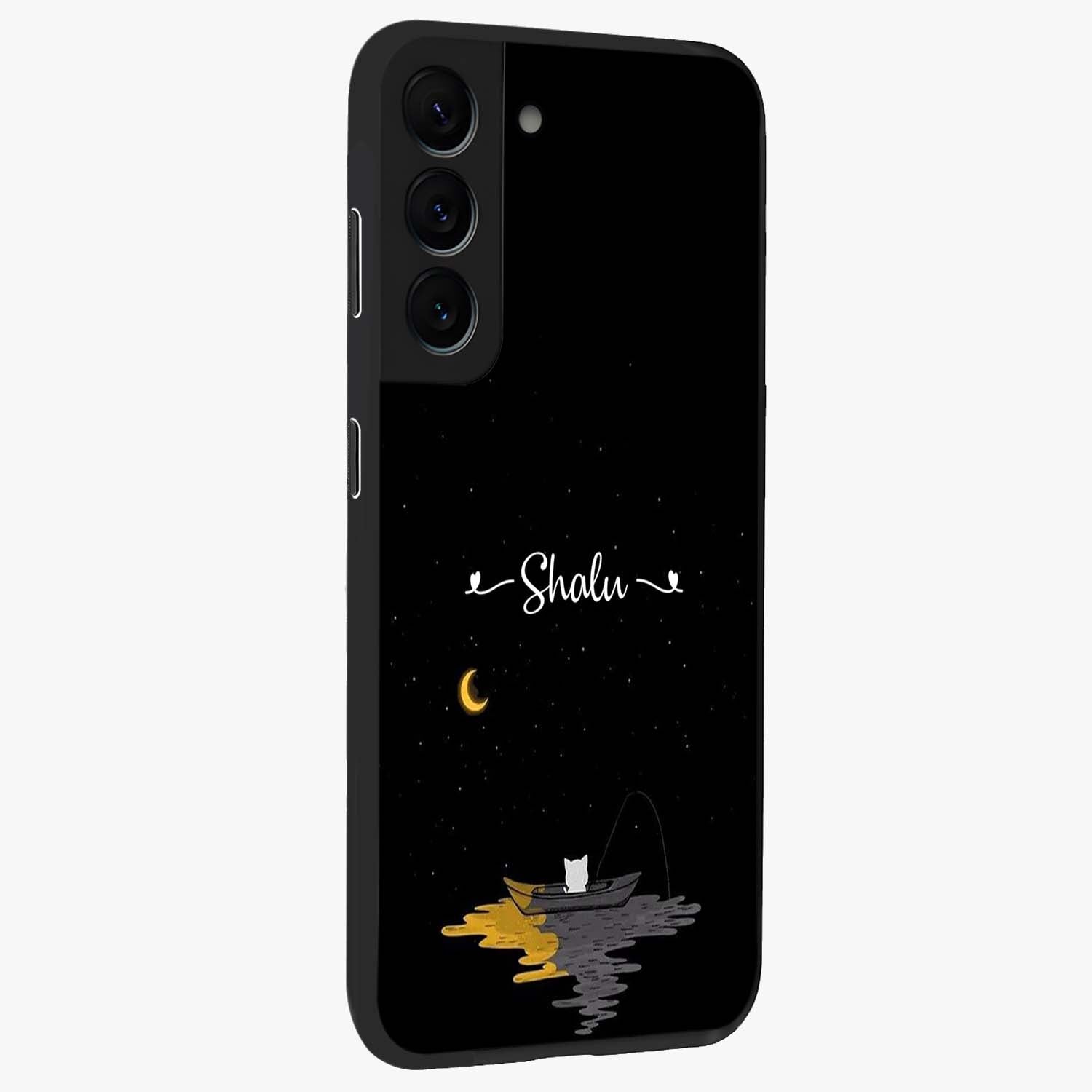Silent Night Row Glass Case upright view showcasing tranquil night artwork with serene landscape theme.