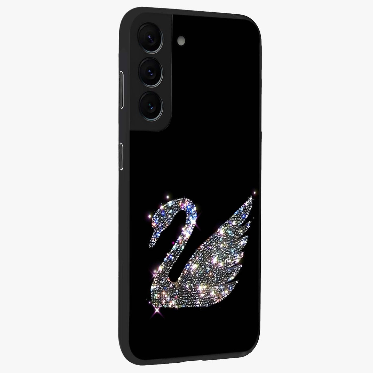 Starlit Swan Grace Glass Case upright view showcasing beautiful swan artwork with peaceful night themed design.