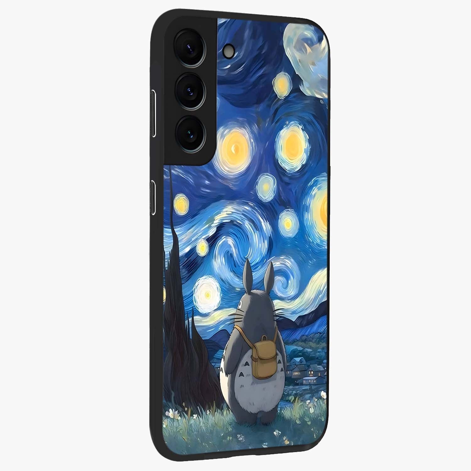 Totoro In Van Gogh Art Glass Case upright view showcasing creative character artwork with painterly artistic theme.