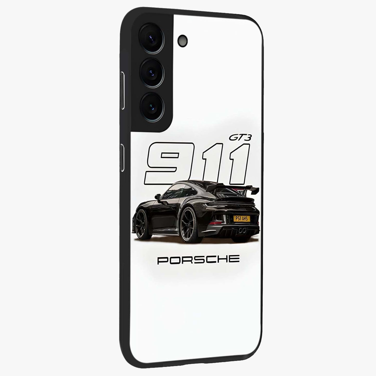 Turbo Legacy Icon Glass Case upright view showcasing bold racing inspired artwork with classic car theme.