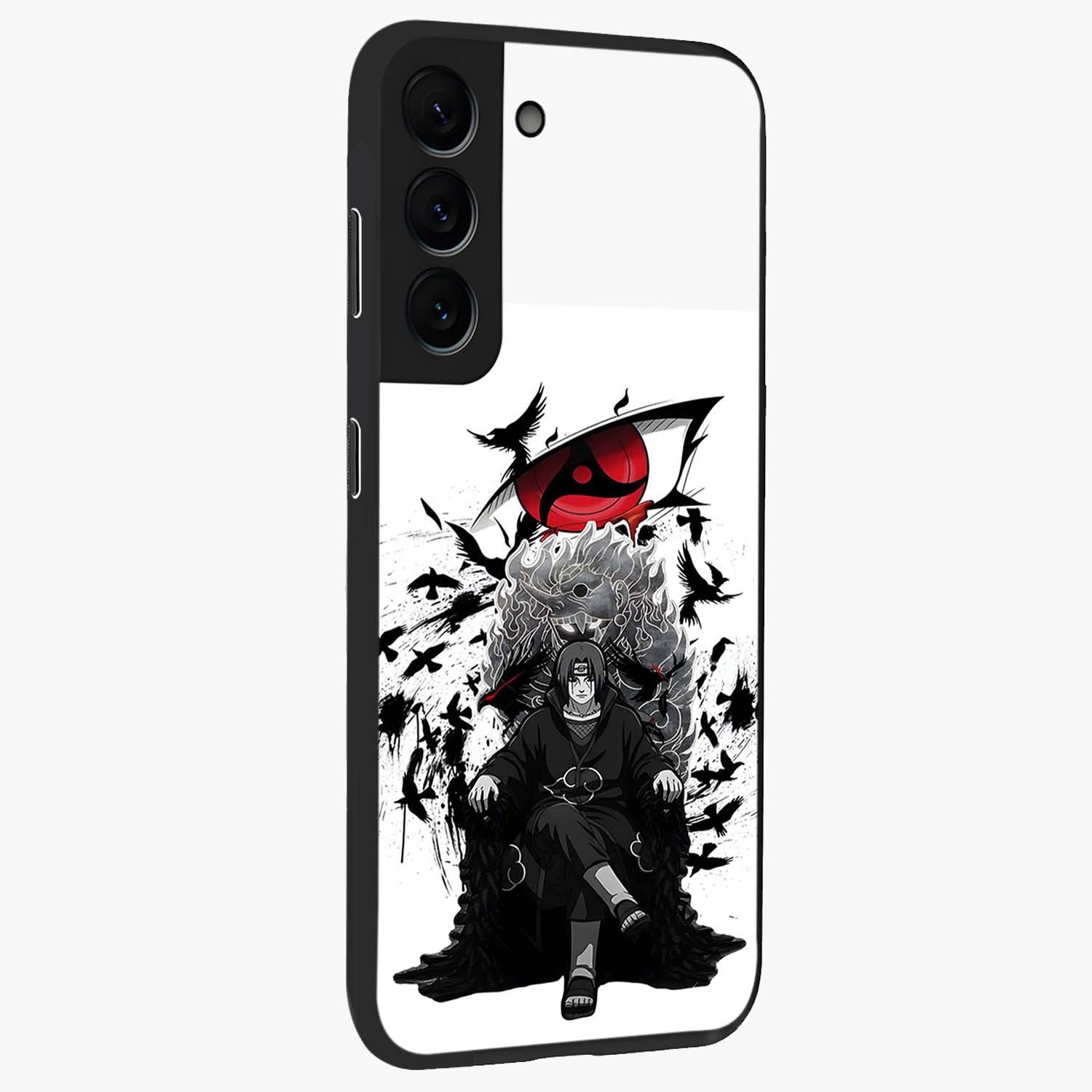 Uchiha Shadow Throne Glass Case upright view showcasing magical underwater galaxy artwork with vibrant cosmic theme.