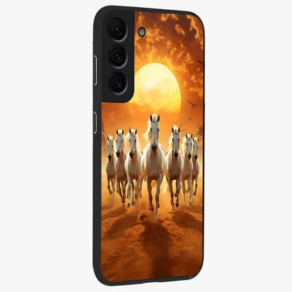Wild Sunset Majesty Glass Case upright view showcasing dramatic sunset artwork with bold nature theme.