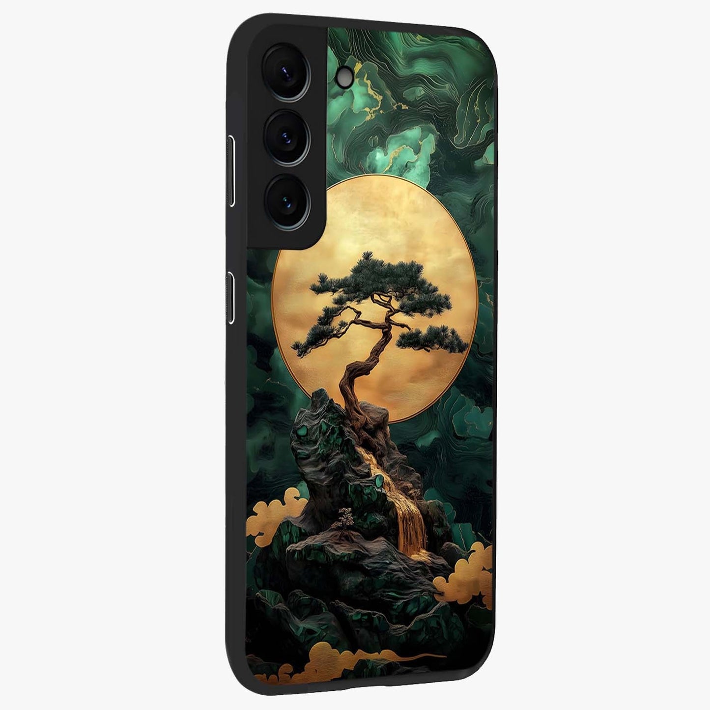 Zen Moon Rise Glass Case upright view showcasing serene moon artwork with tranquil night theme.