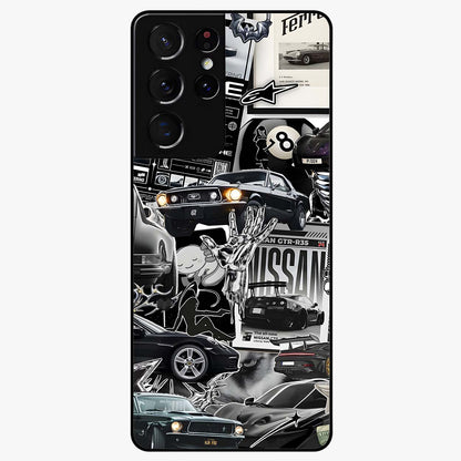 Aesthetic Dark Love Glass Case showing flat back view with dark romantic artwork and glossy glass finish.
