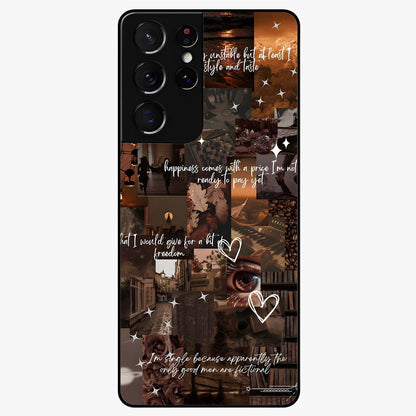 Bittersweet Aesthetic Chaos Glass Case showing flat back view with artistic chaotic aesthetic design and glossy glass finish.