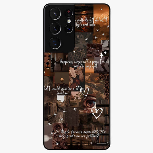 Bittersweet Aesthetic Chaos Glass Case showing flat back view with artistic chaotic aesthetic design and glossy glass finish.