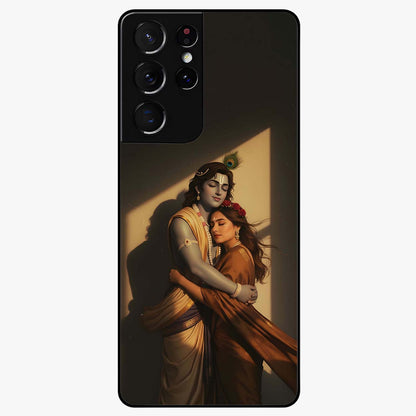 Divine Eternal Love Glass Case showing flat back view with spiritual love themed artwork and glossy glass finish.