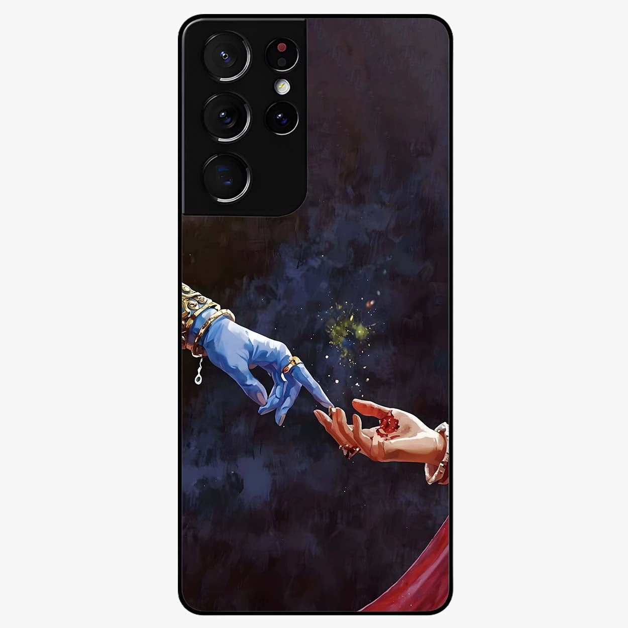Divine Touch Eternal Glass Case showing flat back view with spiritual themed artwork and glossy glass finish.