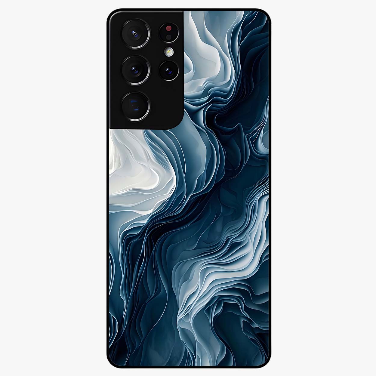 Ethereal Paper Marble Glass Case showing flat back view with soft marble paper texture artwork and glossy glass finish.
