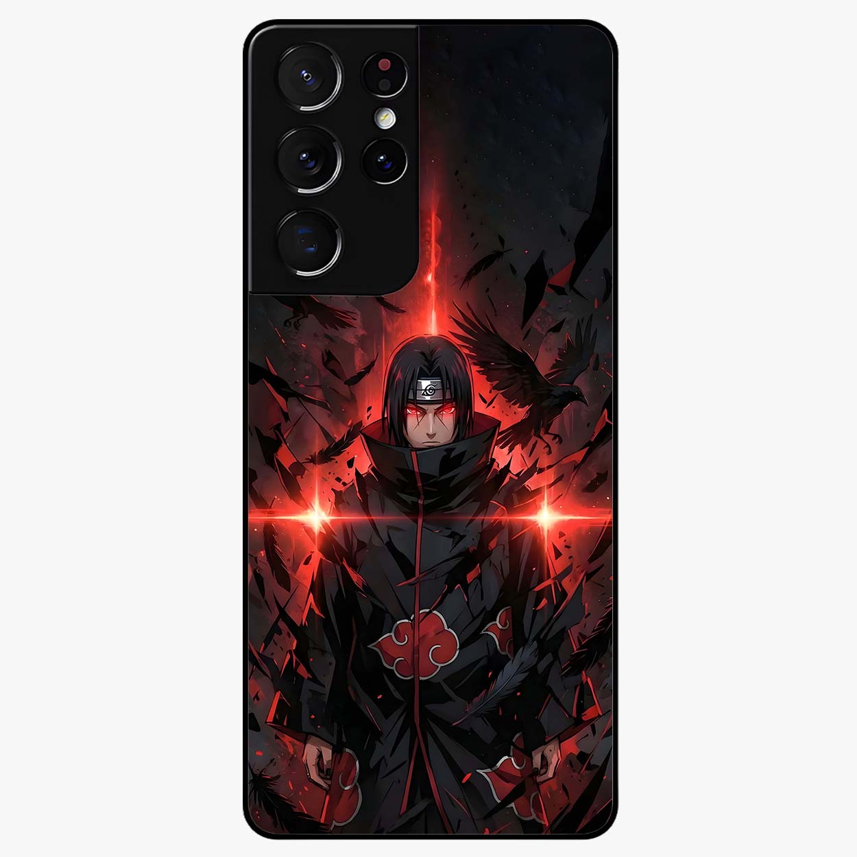 Focus Mode On Glass Case showing flat back view with bold motivational typography design and glossy glass finish.