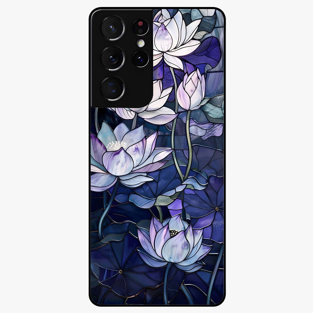 Gloss Petal Rush Glass Case showing flat back view with glossy flower petal artwork and smooth glass finish.
