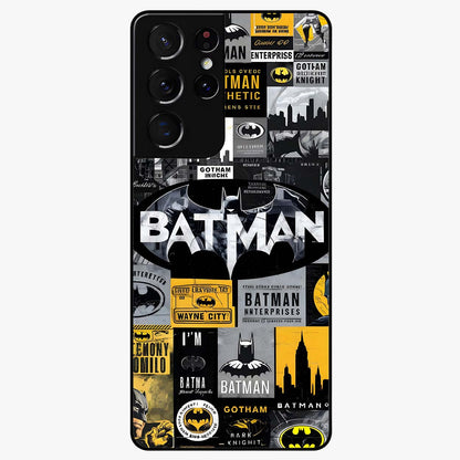 Knight Gotham Rise Glass Case showing flat back view with dark hero inspired artwork and glossy glass finish.