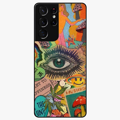 Mystic Eye Wonderland Glass Case showing flat back view with mystical eye themed artwork and glossy glass finish.