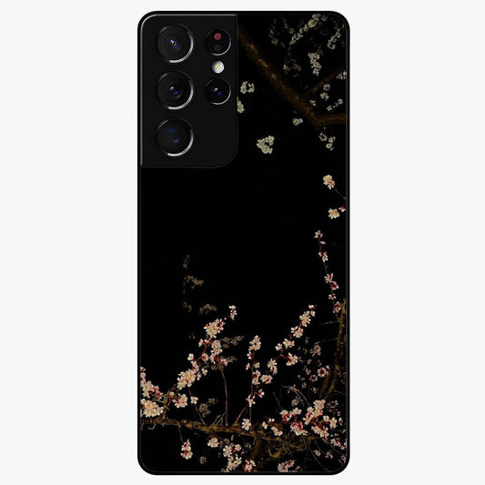 Petal Moon Light With Custom Name Glass Case showing flat back view with floral moonlight artwork and personalized name design.